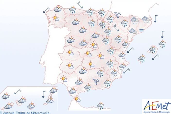 AEMET prevé lluvias en buena parte de la Península y subida de temperaturas