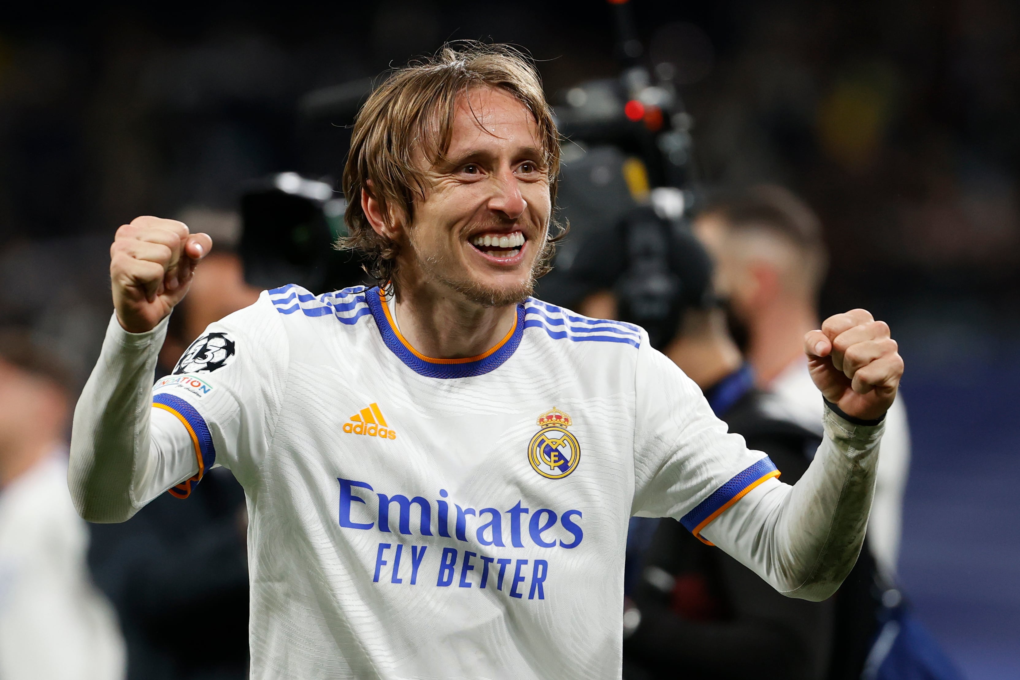 Modric celebra el pase a cuartos de final, tras ganar al PSG en el Bernabéu, el pasado 9 de marzo.