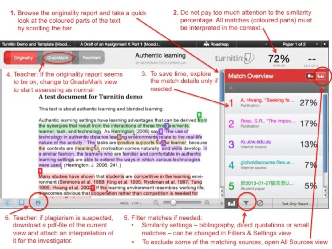 Imagen del programa antiplagio Turnitin.