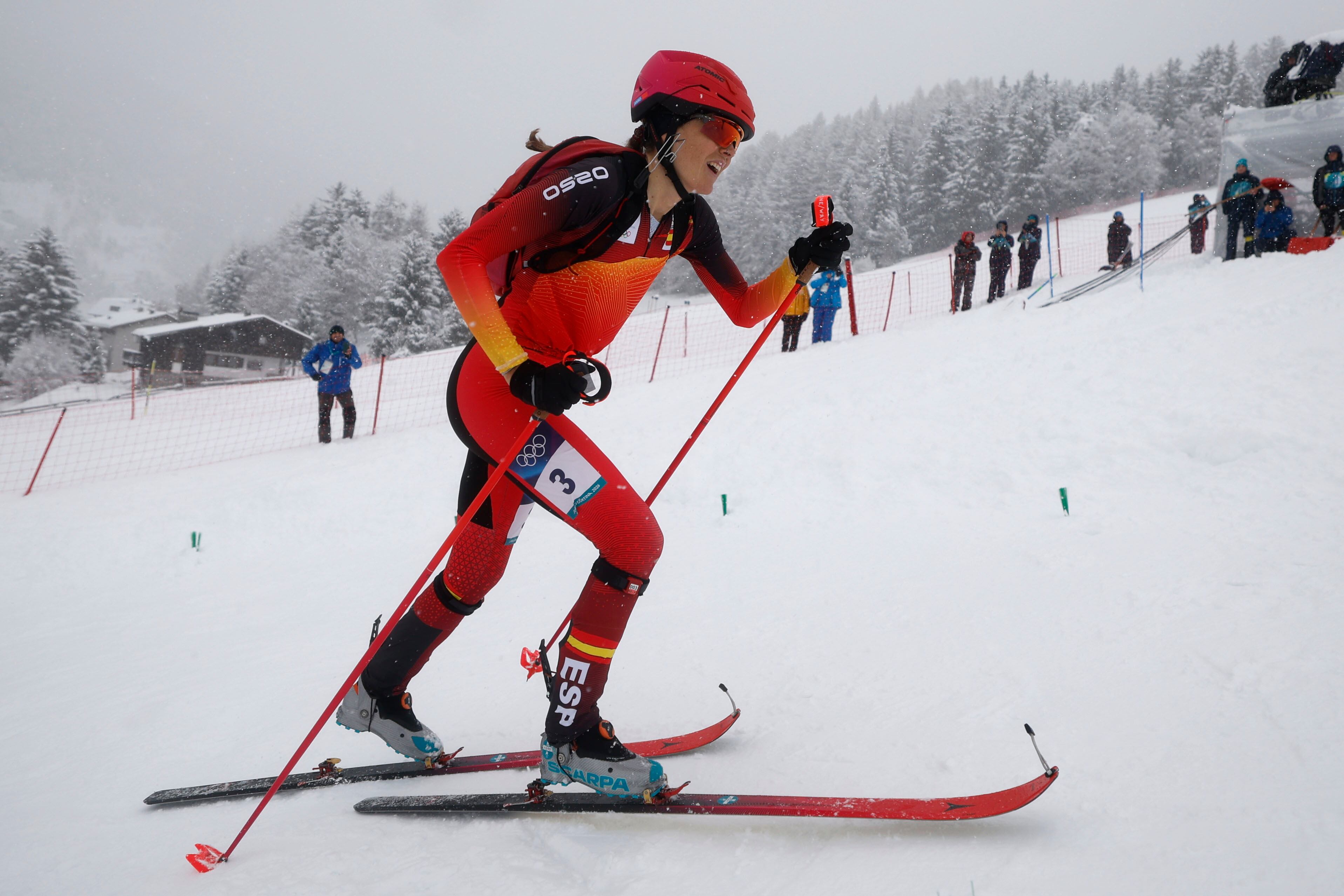 Ana Alonso Rodriguez, durante la final del sprint de esquí de montaña, donde ha conseguido el bronce
