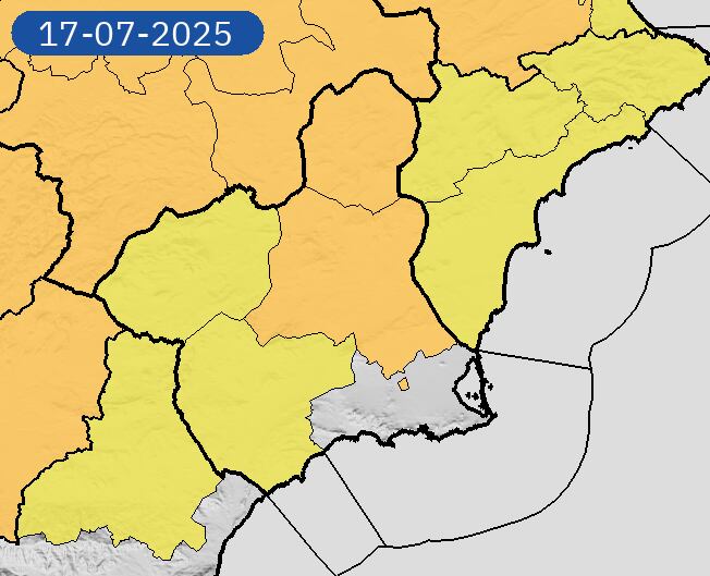 Jornada calurosa en la Región de Murcia con avisos amarillos y naranjas