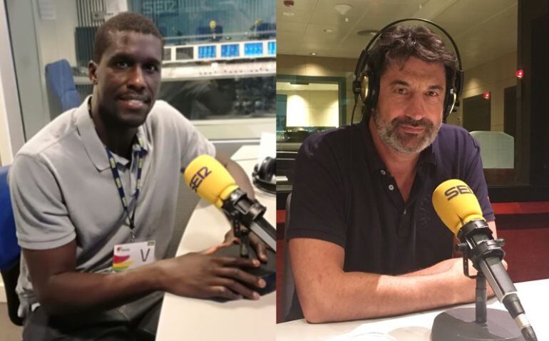 Sitapha Savané, als estudis de Radio Madrid, i Jordi Villacampa, a Ràdio Barcelona.