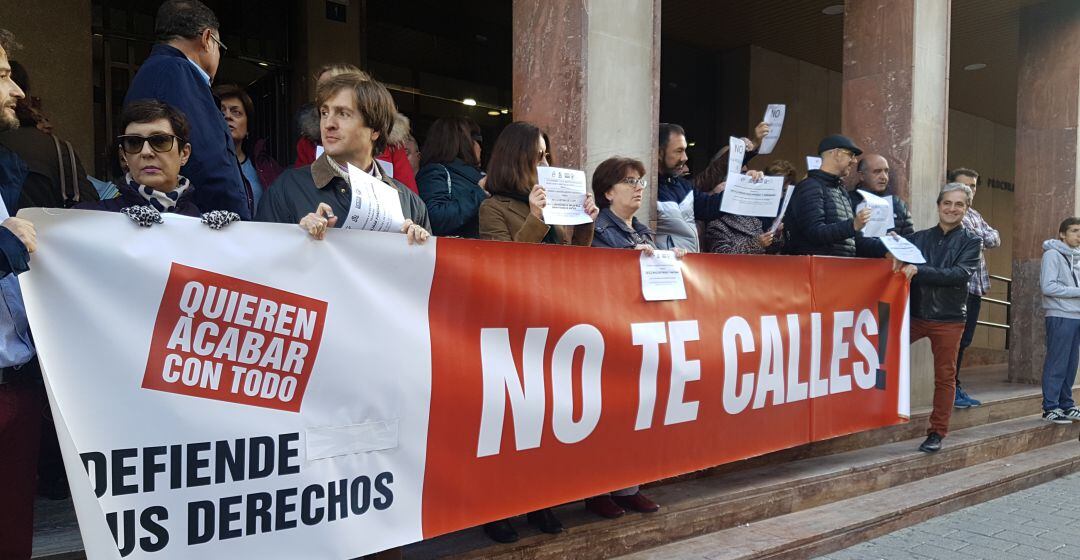 Imagen de la protesta de este lunes en Albacete