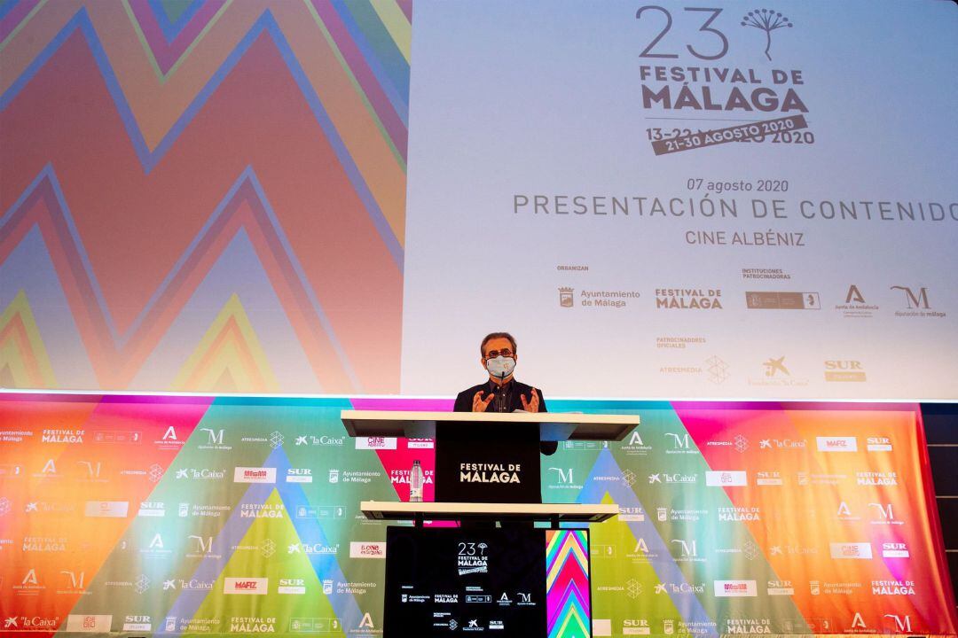 El director del Festival de Cine de Málaga en Español, Juan Antonio Vigar durante la presentación de su 23 edición que se celebrará del 21 al 30 de agosto tras haberse suspendido en marzo por el Covid-19