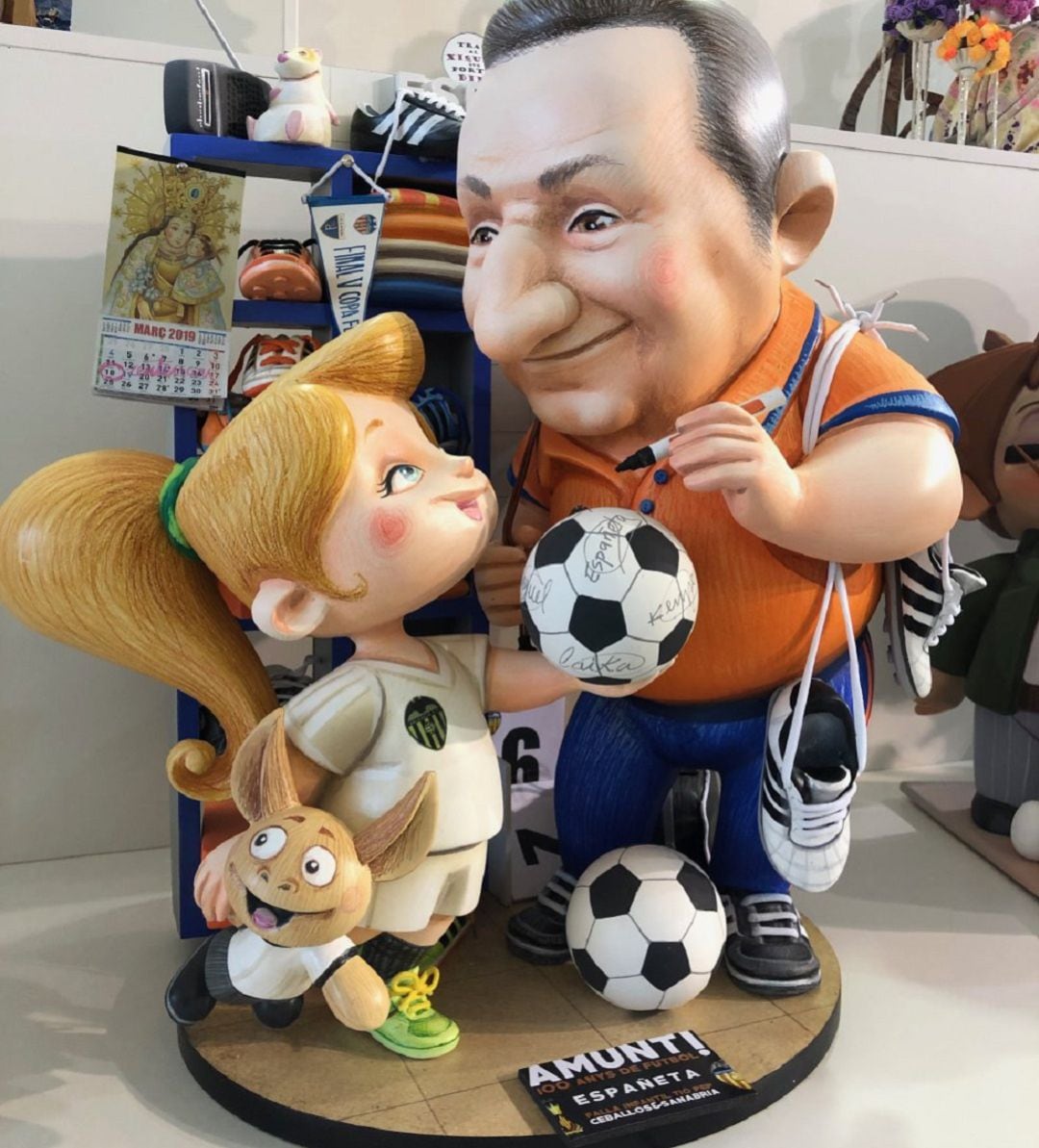 Ninot alusivo al Valencia CF en una de las últimas ediciones de la exposición del ninot