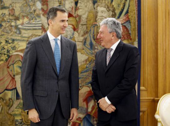 El rey Felipe VI ha recibido en el Palacio de la Zarzuela al representante de Nueva Canarias, Pedro Quevedo.