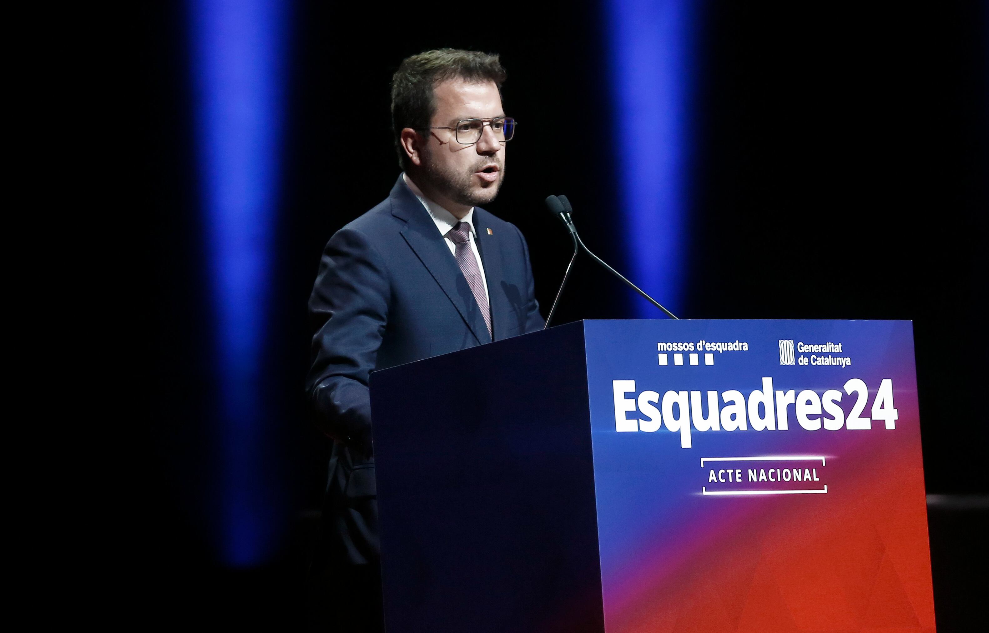 El presidente de la Generalitat, Pere Aragonès, durante el acto de celebración del Dia Nacional de les Esquadres en Barcelona.