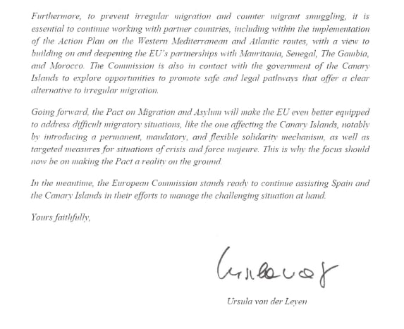 Carta de Von der Leyen a Dolors Montserrat a modo de respuesta / Cadena SER