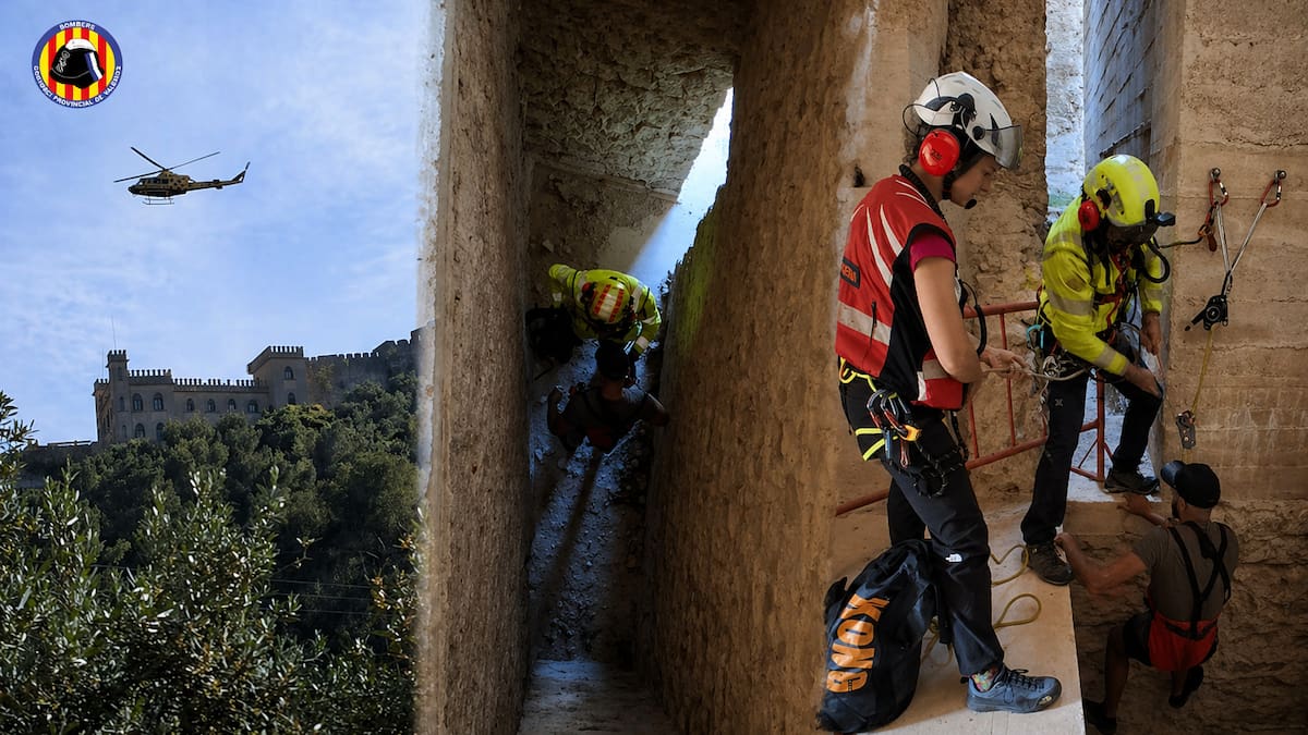 Rescate en helicóptero en el castillo de Xàtiva