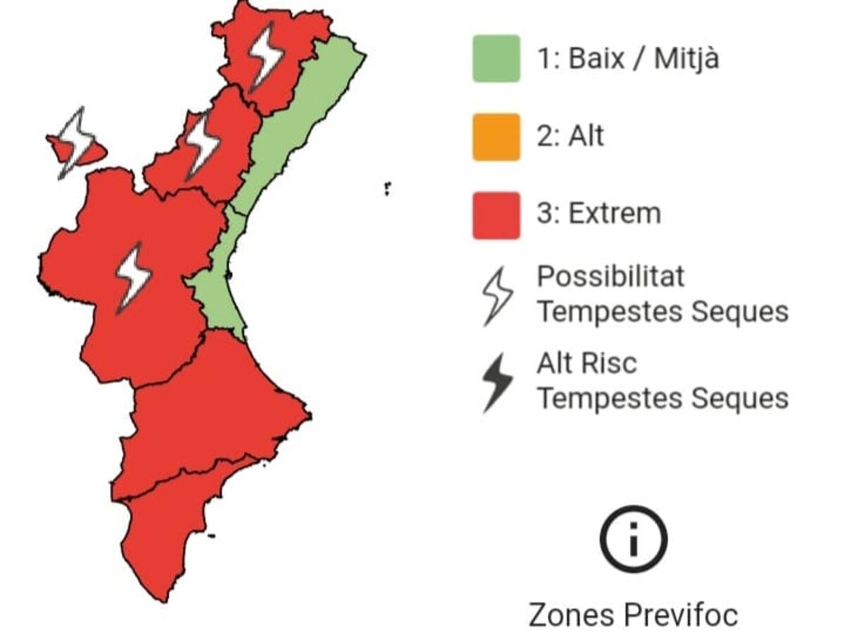 La provincia de Castellón está en alerta máxima por incendios forestales