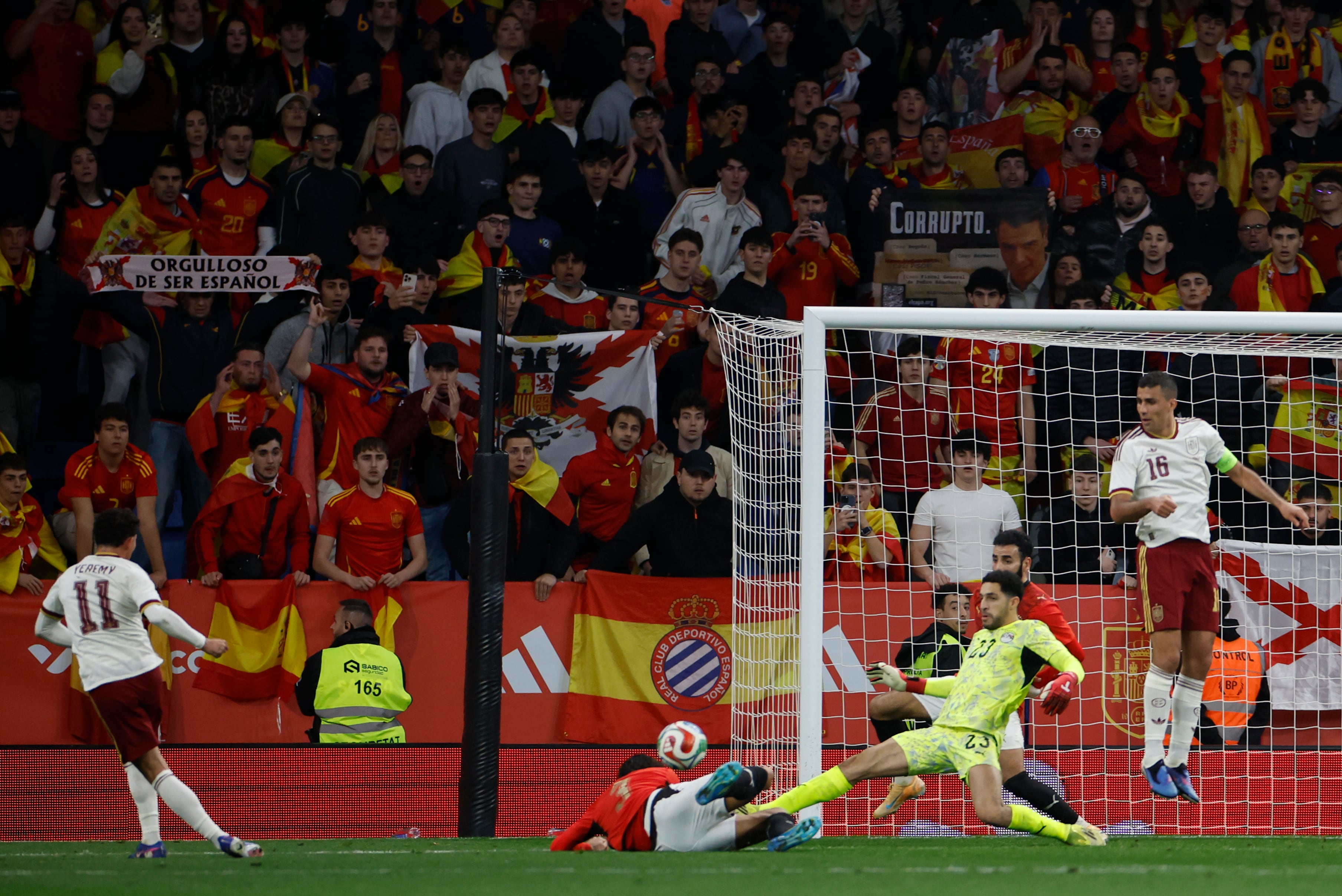 El partido amistoso que las selecciones nacionales de España y Egipto disputaron el 31 de marzo en el RCDE Stadium, de Cornellá-El Prat, Barcelona. EFE/Alberto Estévez