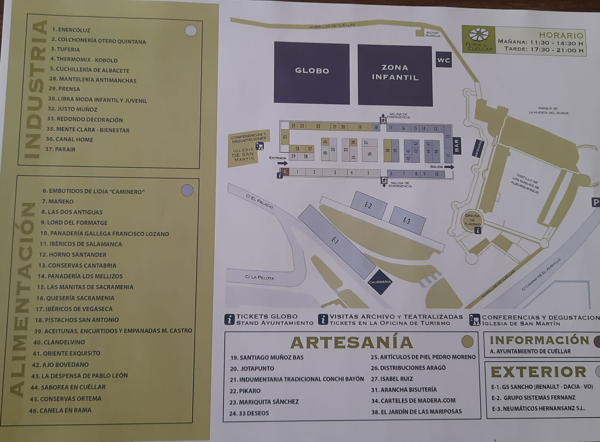 Mapa de distribución de la Feria de Cuéllar 2023