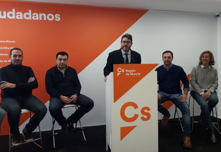 El portavoz de Ciudadanos, Miguel Sánchez, en la sede del partido