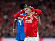 Gianluca Prestianni, durante el Benfica-Real Madrid de la Champions League