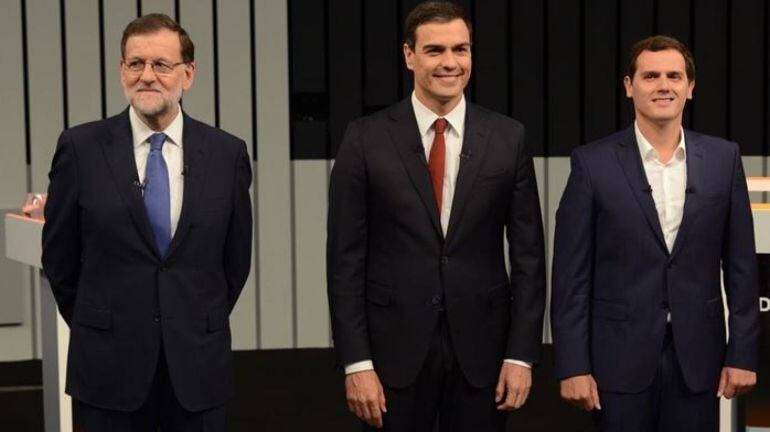 Mariano Rajoy, Pedro Sánchez i Albert Rivera en una imatge d&#039;arxiu