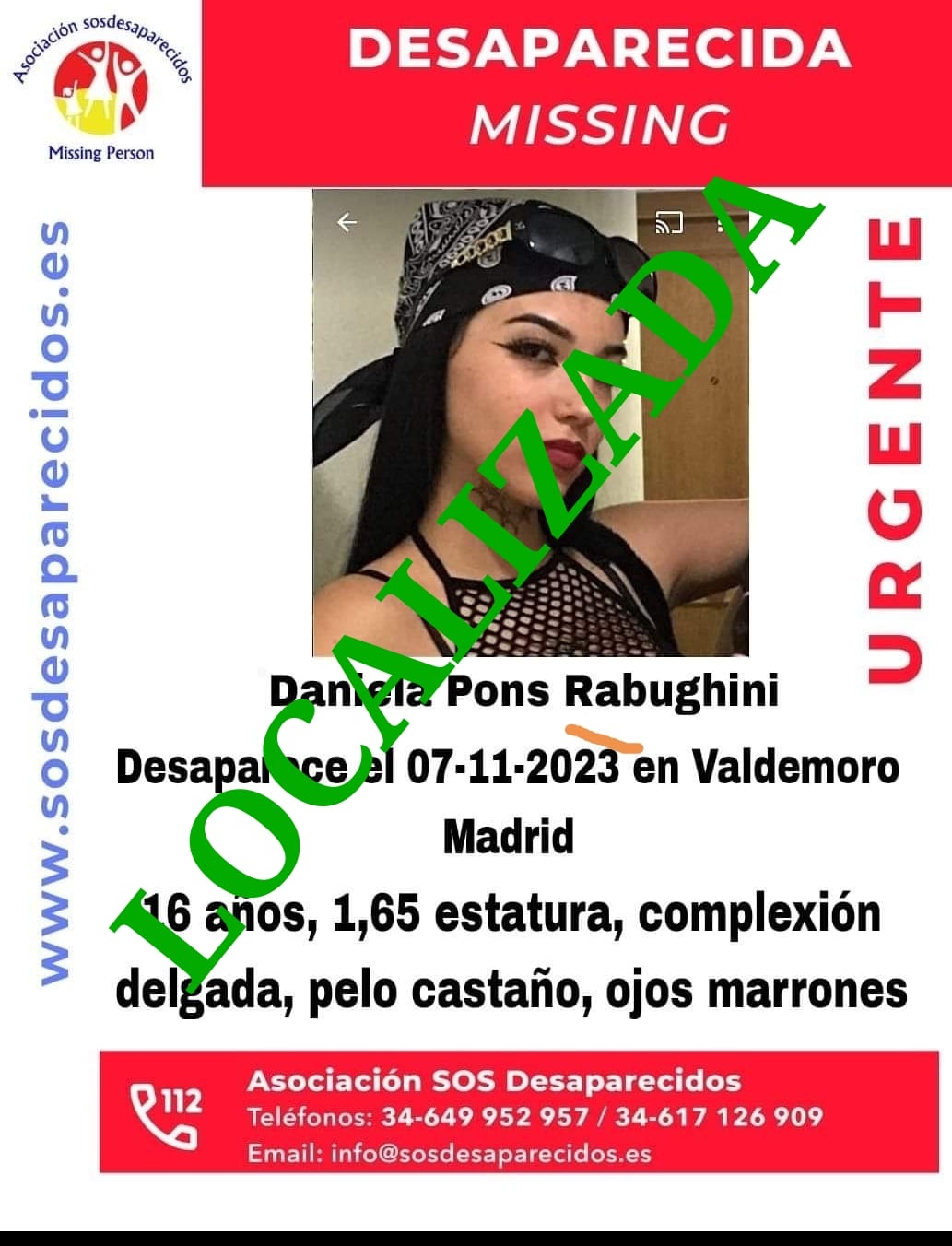 Imagen de la joven que ha estado 8 días desaparecida en Valdemoro