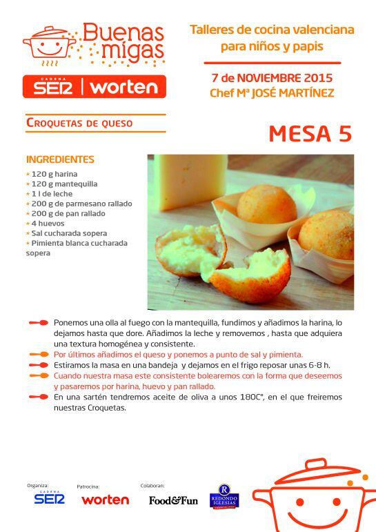 Croquetas de Queso, entrante del taller Buenas Migas SER