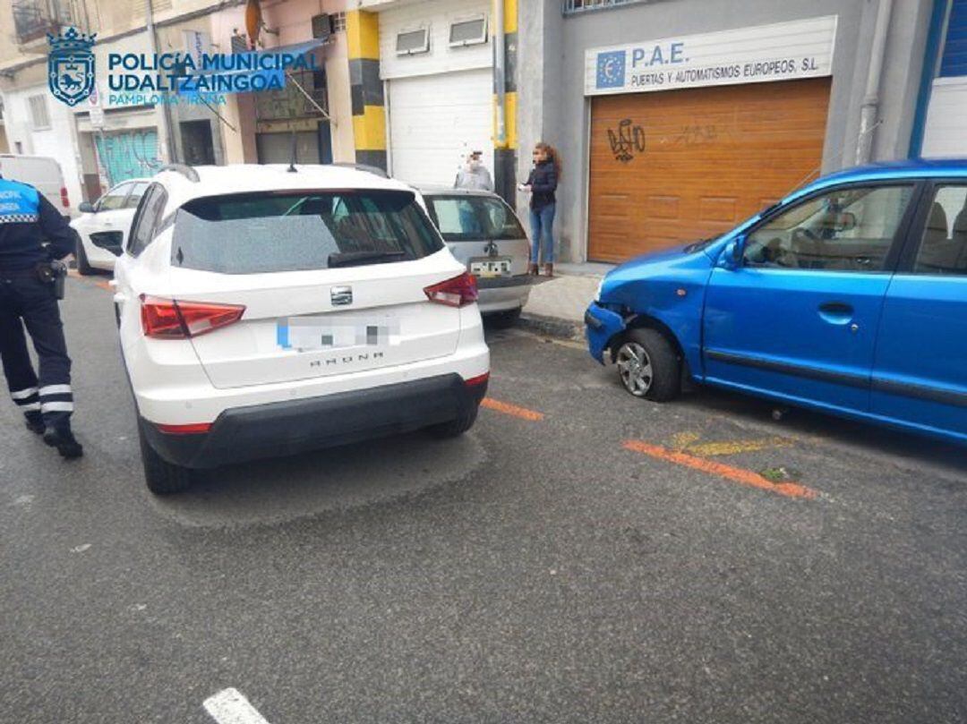 Accidente en la calle Blas de Laserna de Pamplona. 