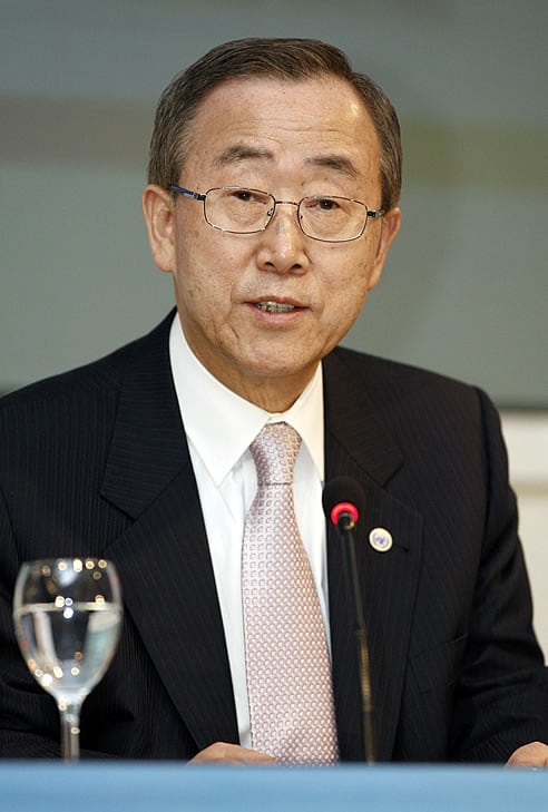 El scretario general de la ONU, Ban Ki-Moon hoy en Valencia