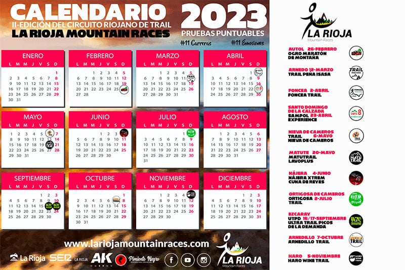 Calendario del circuito riojano de trail 2023