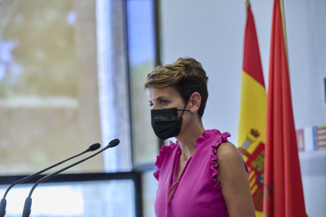 La presidenta de Navarra, María Chivite posteriormente a la celebración de la XXIV Conferencia de Presidentes, a 30 de julio de 2021