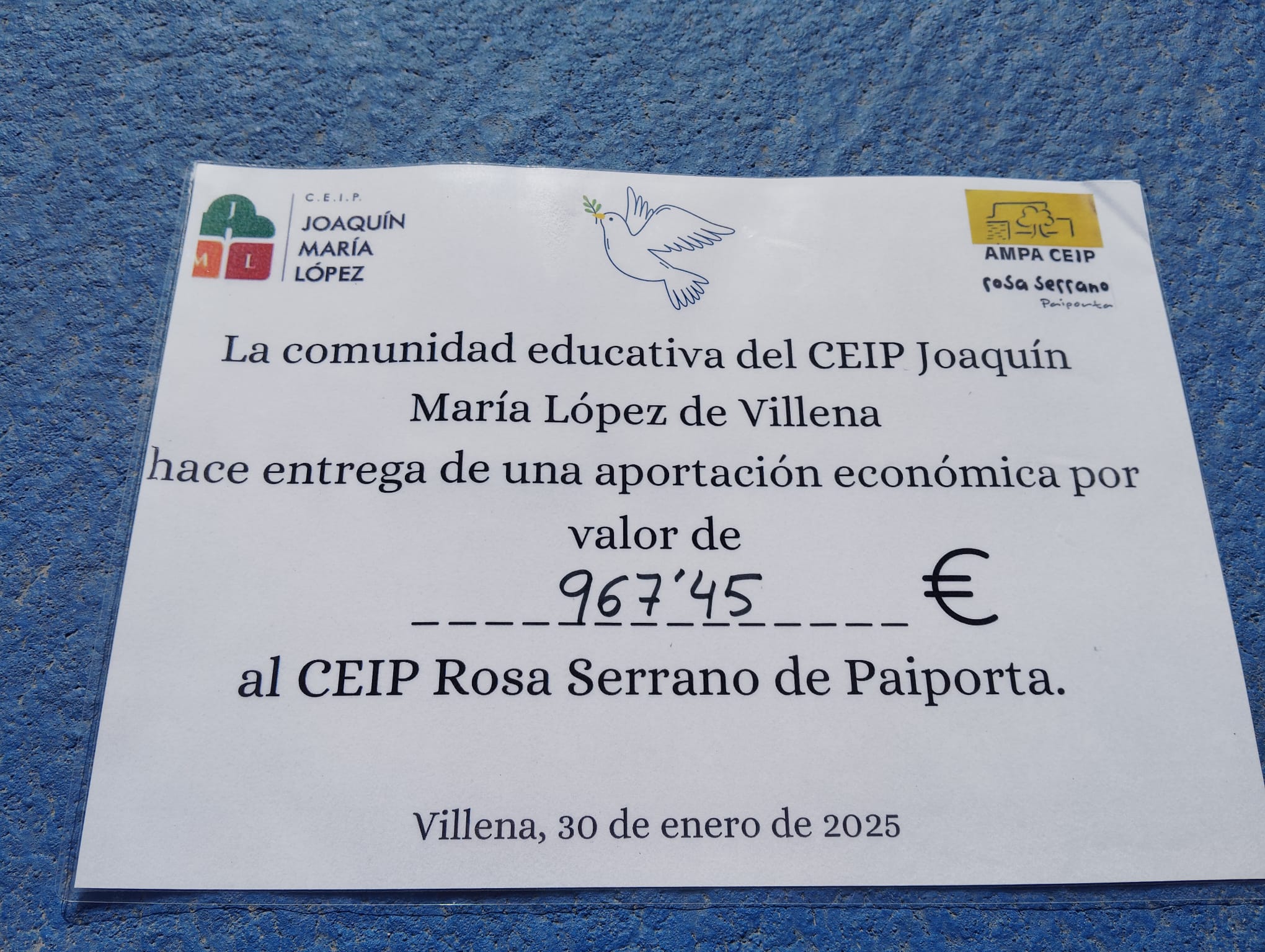 Cheque del colegio