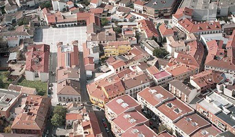 Vista aérea del centro histórico de Pinto