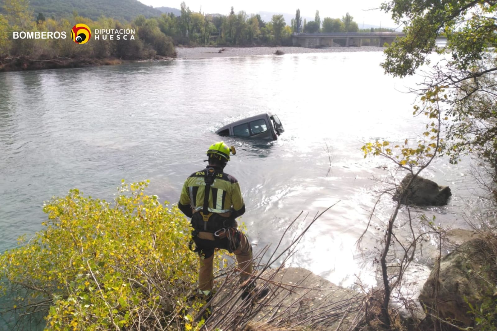 Bomberos de DPH en el accidente de Aínsa