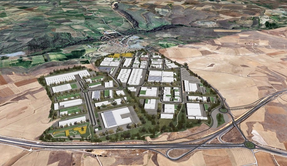 Infografía de vista aérea del polígono "Los Hitales"