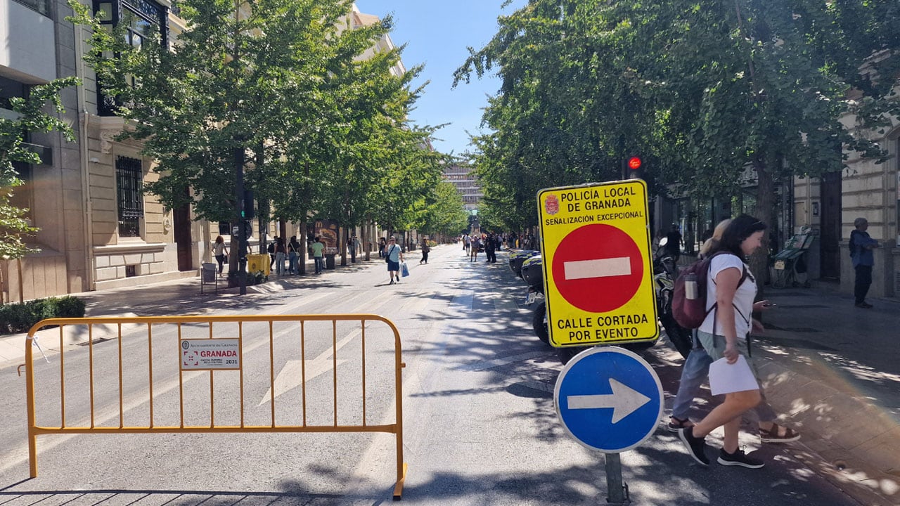 Los cortes en la Gran Vía de Granada entre Cárcel Baja y Colón se reducirán a los domingos de 12h a 18h