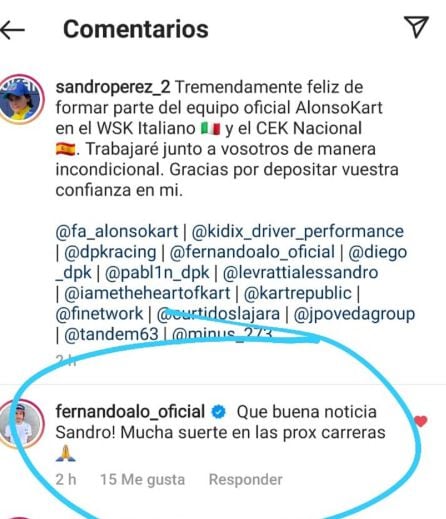 Fernando Alonso da la bienvenida a Sandro Pérez