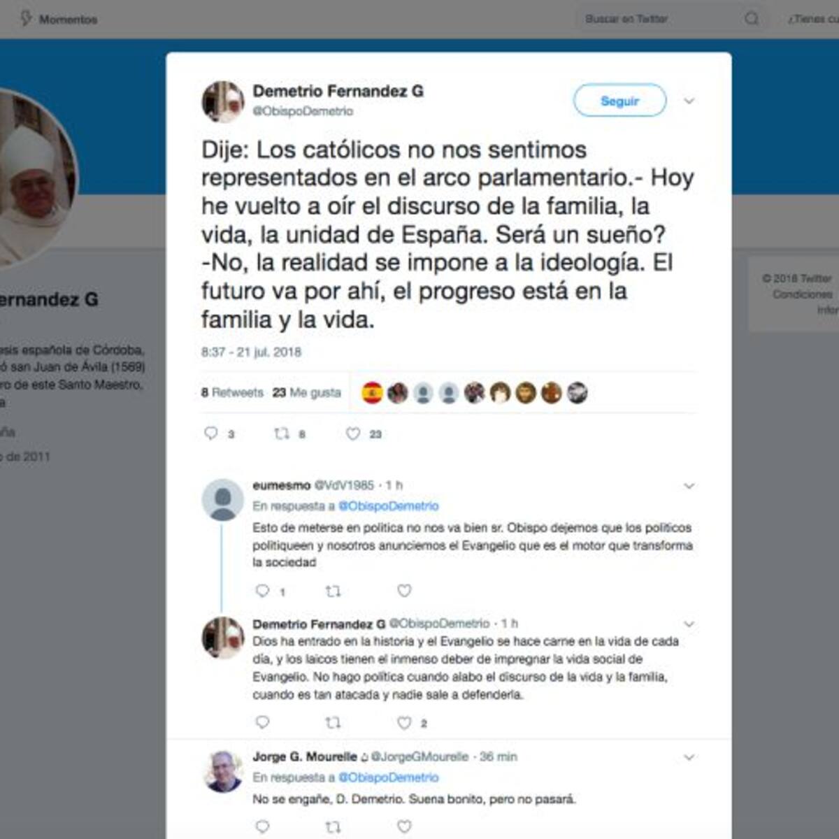 El obispo de Córdoba encandilado por el discurso de Pablo Casado