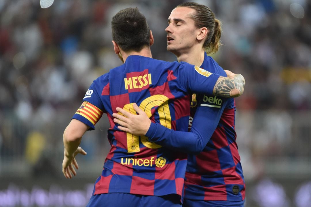 Griezmann y Messi, con la camiseta del Barça