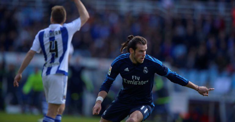 Gareth Bale celebra su gol a la Real Sociedad.