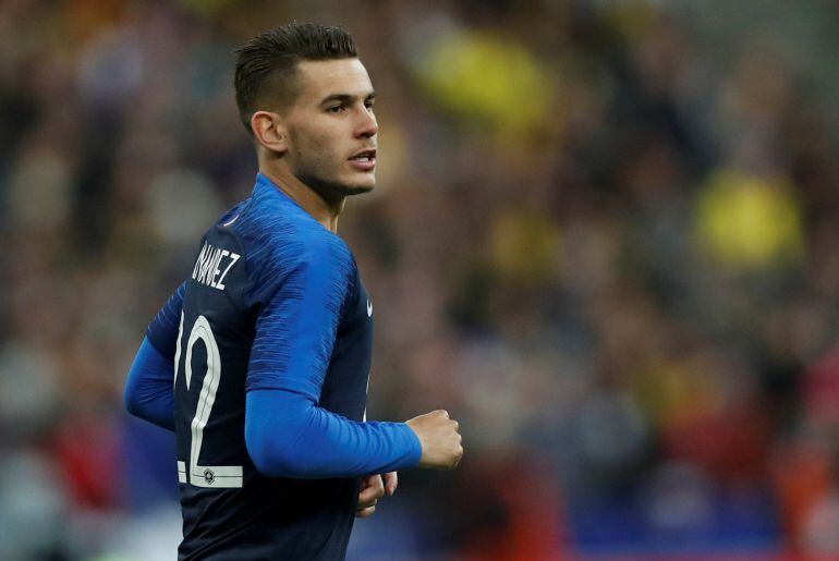 Lucas Hernández durante el amistoso entre Francia y Colombia.