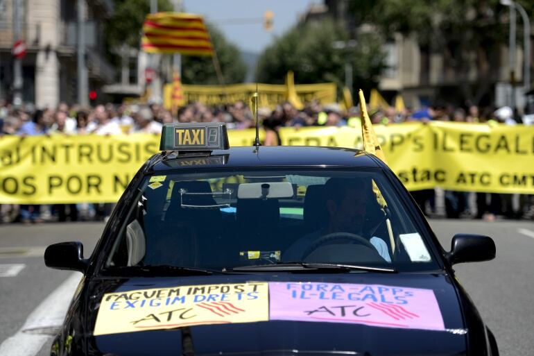 Manifestación de taxistas en Barcelona