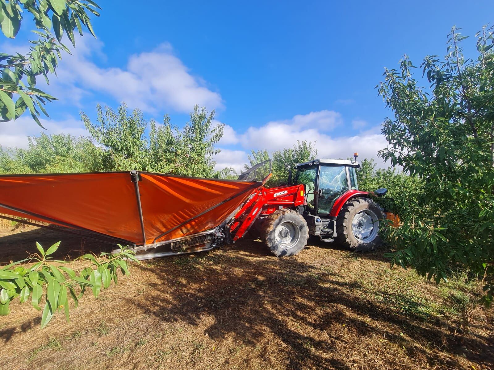 Imagen de archivo de un tractor en una finca agrícola