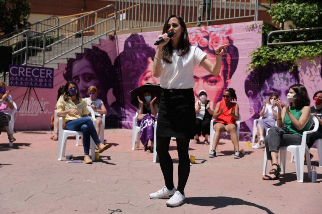 La ministra de Derechos Sociales, Ione Belarra, durante la presentación de su candidatura para liderar Podemos