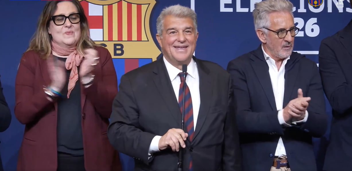 El primer discurso de Laporta tras ser reelegido como presidente / Captura de pantalla