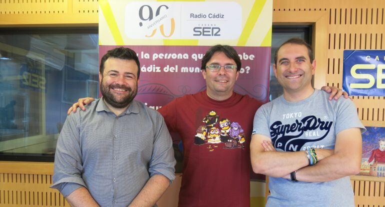 David Muñoz, Cecilio Chaves y José David Sánchez durante la grabación del concurso
