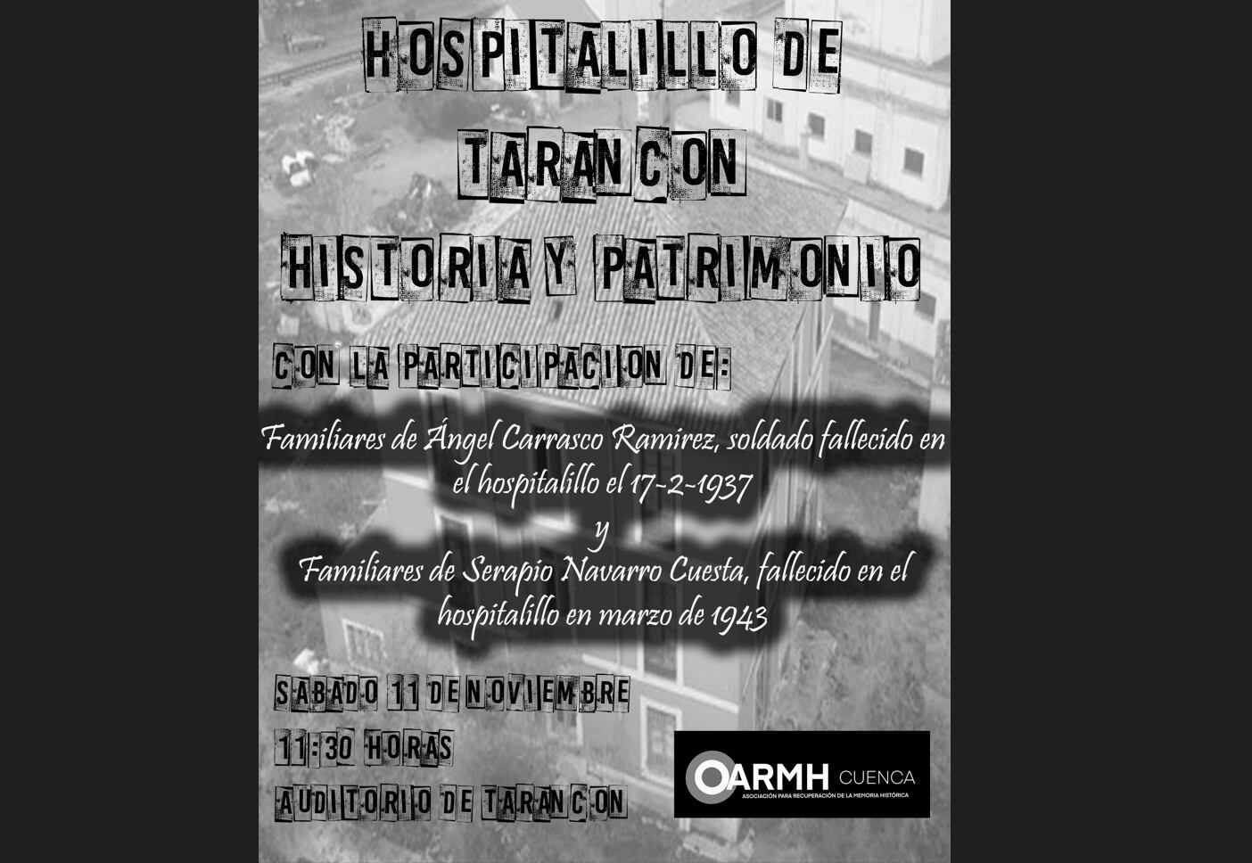 Cartel anunciador de la Jornada de la ARMH Cuenca sobre el Hospitalillo de Tarancón