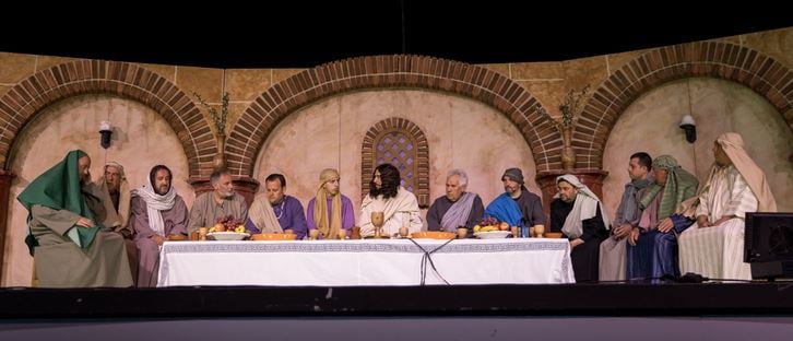 Escena de la última cena en la Pasión de Motilla del Palancar (Cuenca).