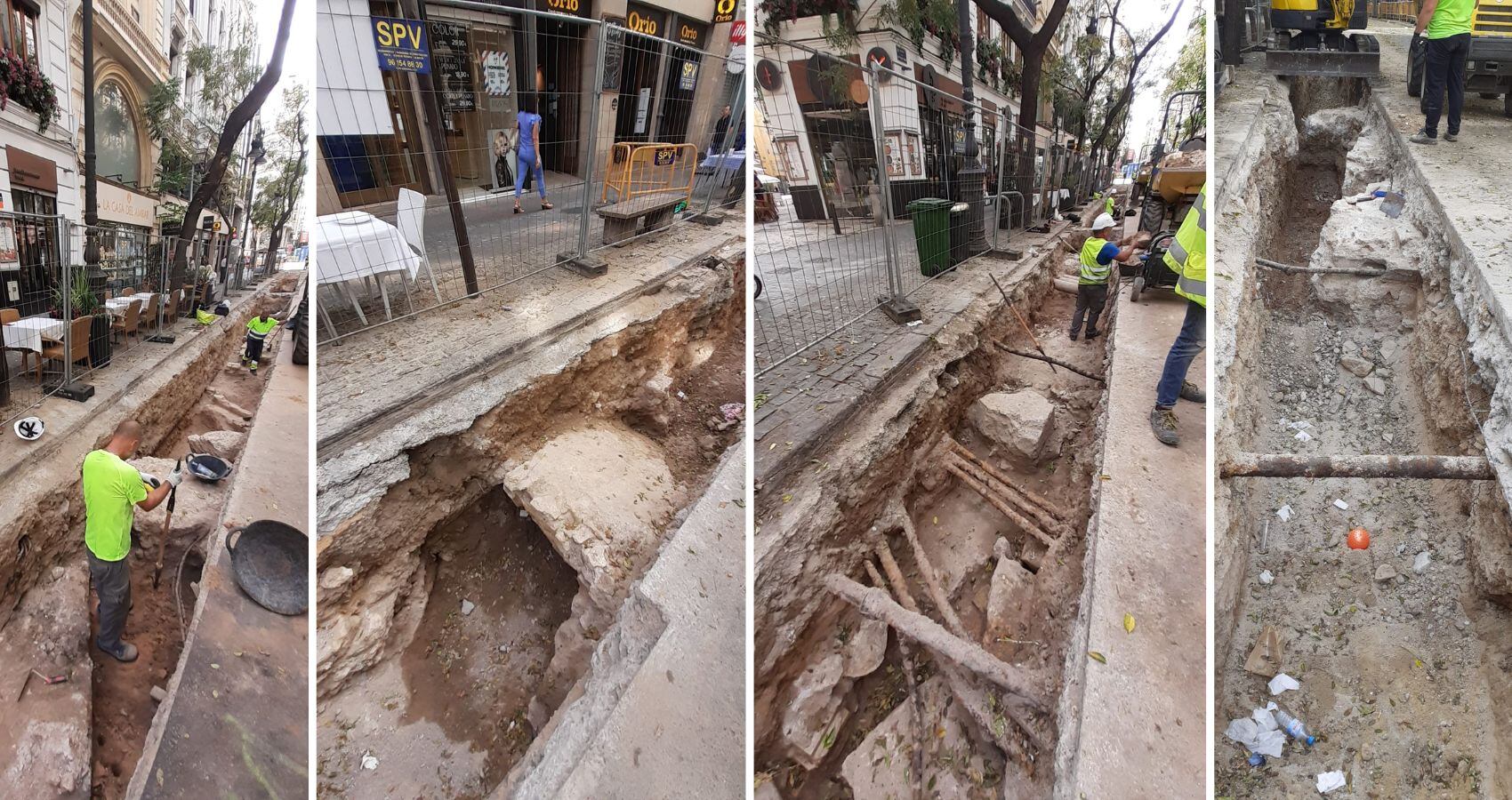 Aparece una muralla islámica en las obras de la calle San Vicente de València