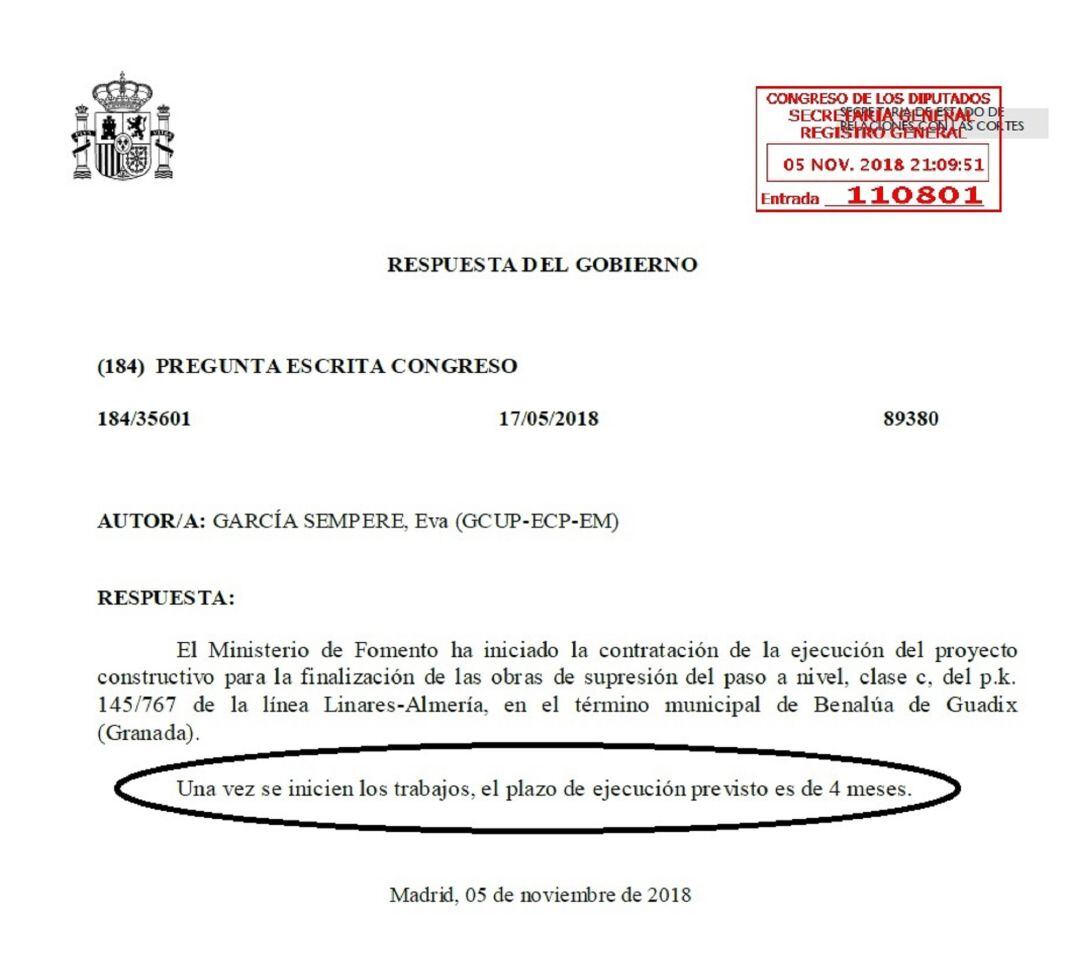 Carta recibida por el grupo parlamentario de Izquierda Unida.