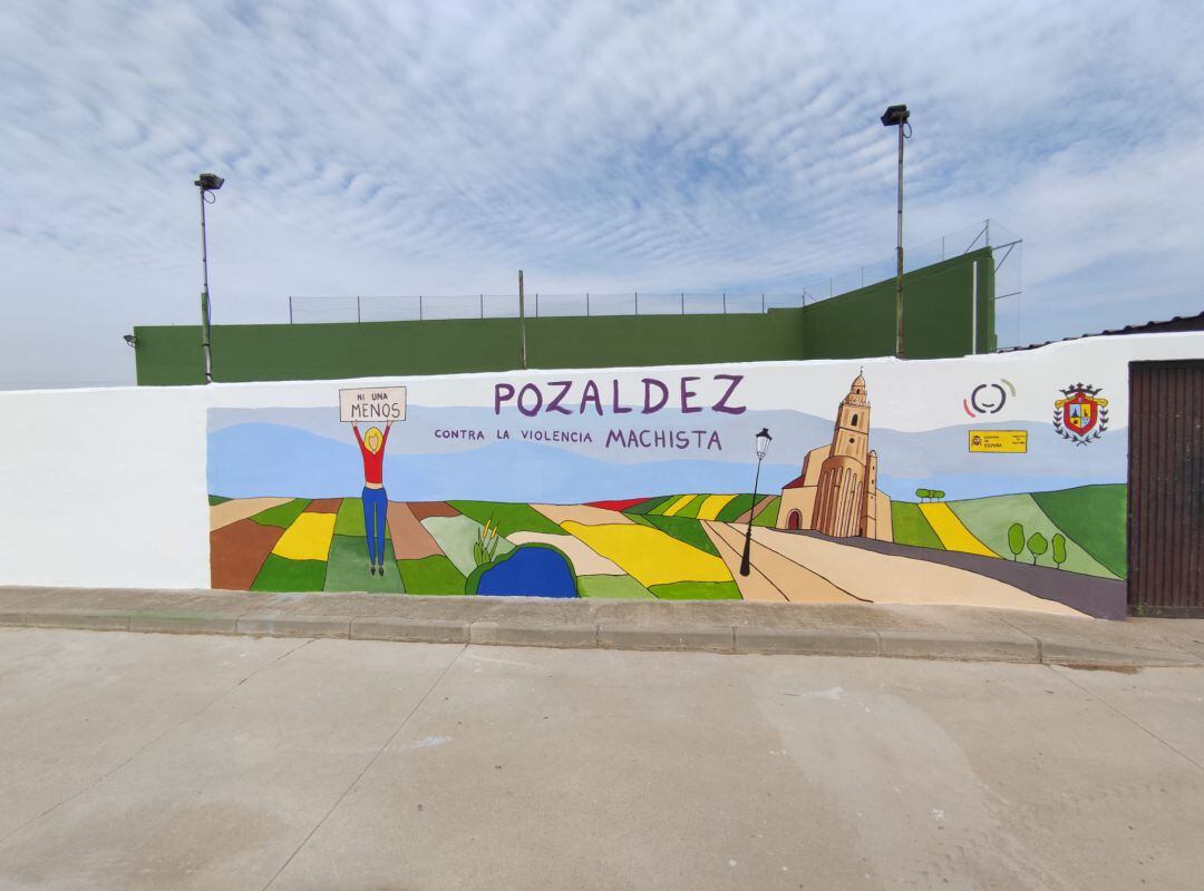 Mural contra la violencia de género que se ha inaugurado esta semana en Pozaldez