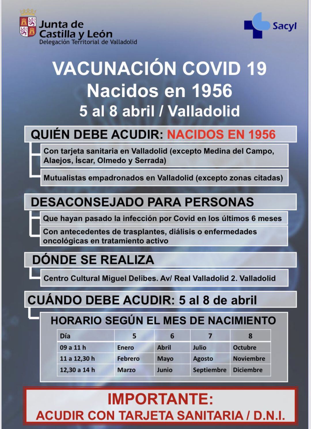 Información sobre la vacunación para nacidos en 1956