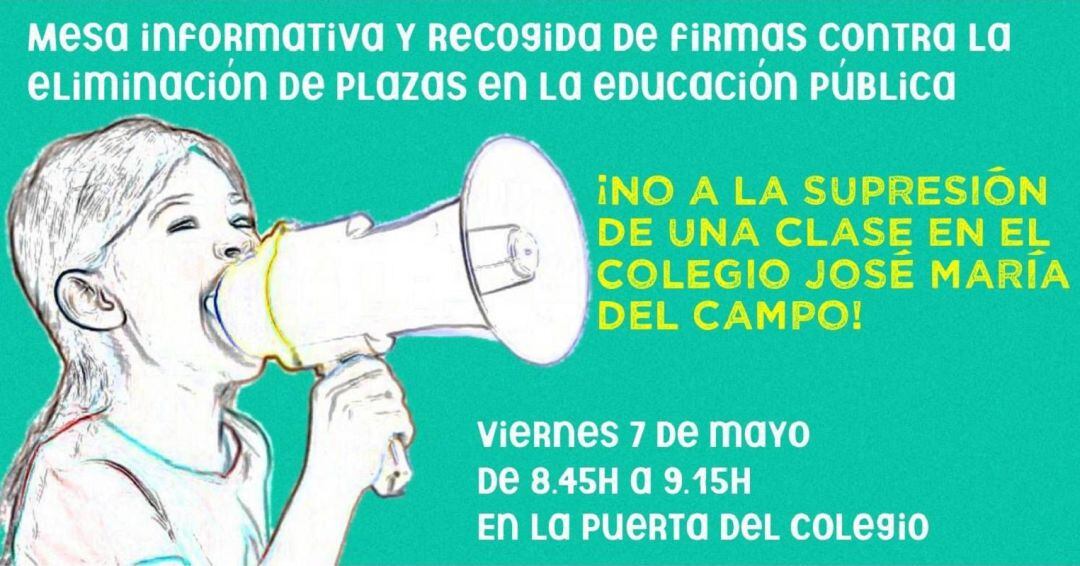 Cartel de la convocatoria anunciada por el CEIP José María del Campo