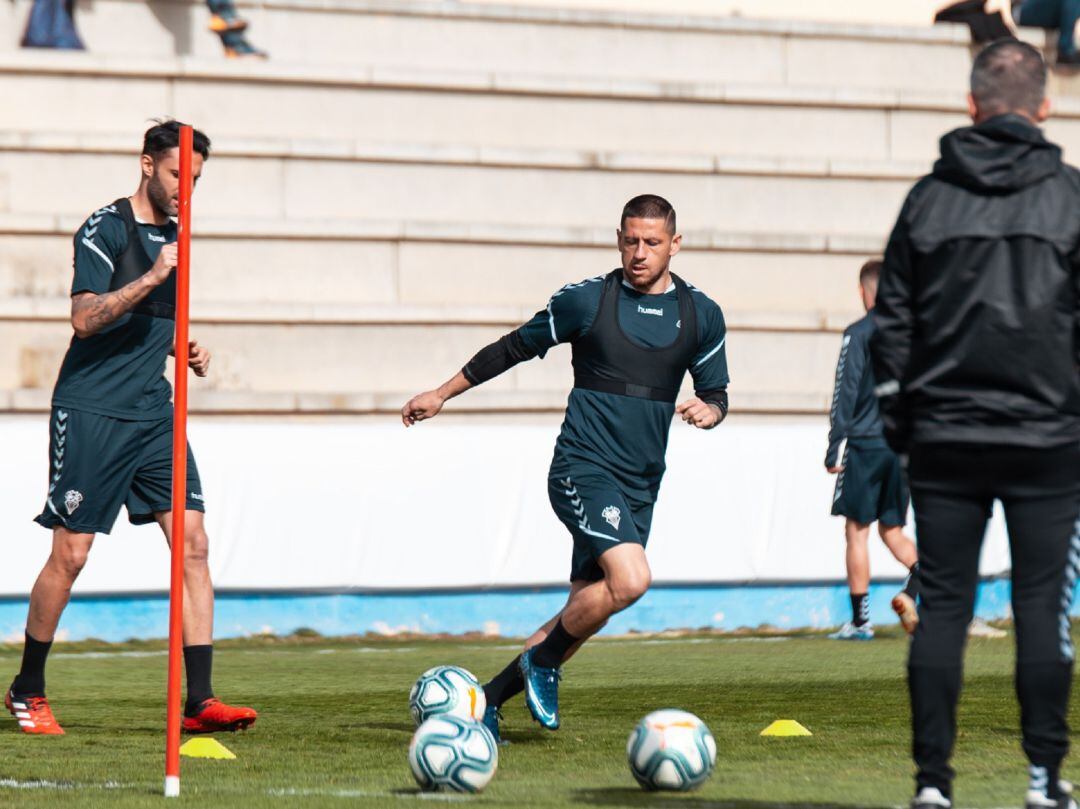 Jugadores del Albacete durante un entrenamiento en la Ciudad Deportiva