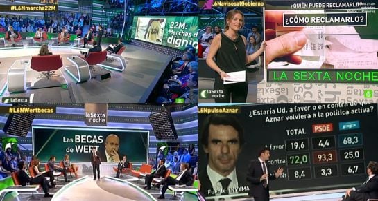 Plató de 'La Sexta Noche'. Disposición y uso explicativo de sus pantallas