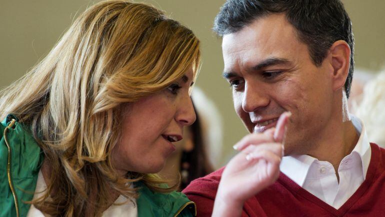 Susana Díaz y Pedro Sánchez en un mitin de campaña en Sevilla 
 